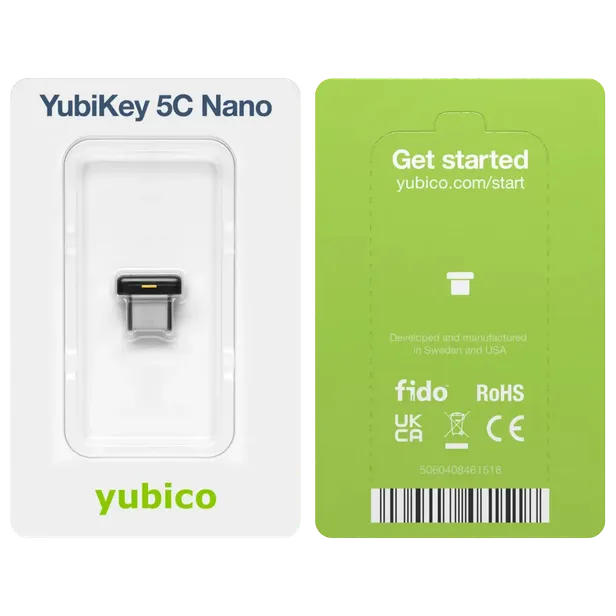 YubiKey 5C Nano - надкомпактний ключ безпеки FIDO2 для USB-C