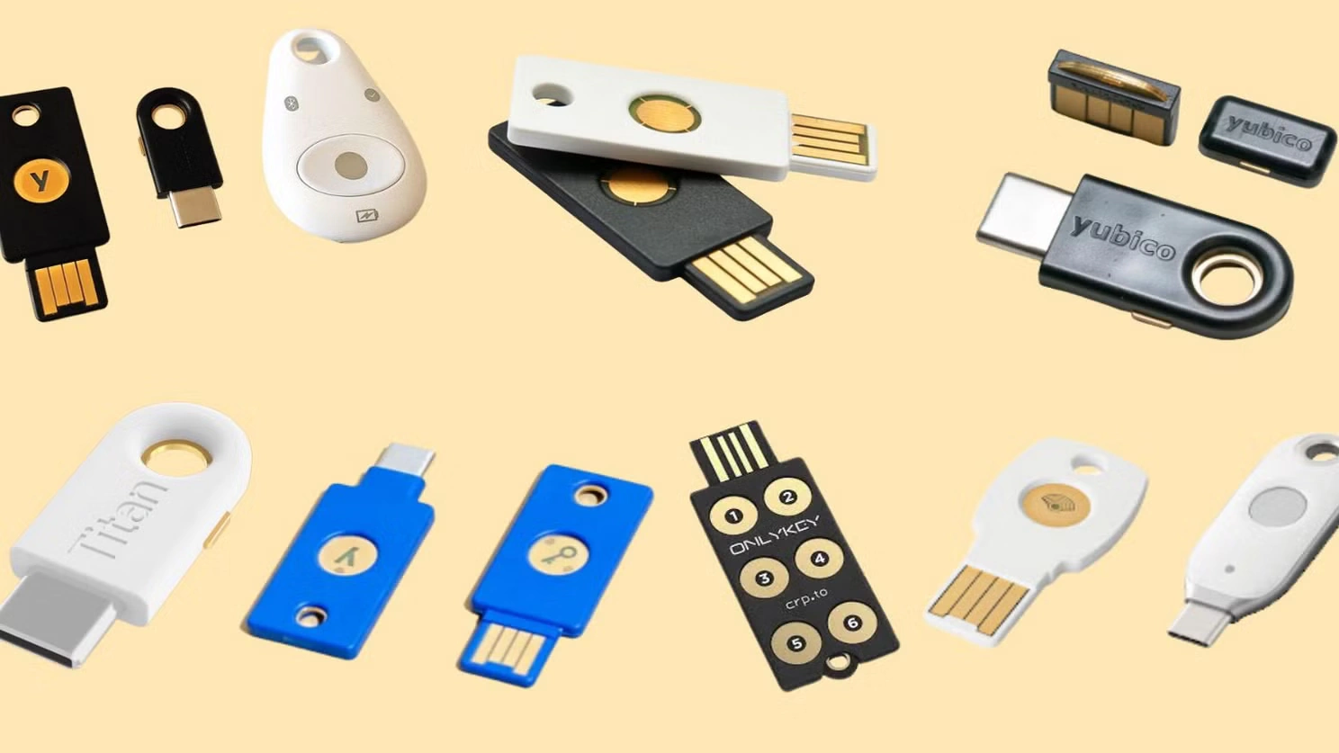 Лінійка апаратних ключів безпеки YubiKey різних форм-факторів