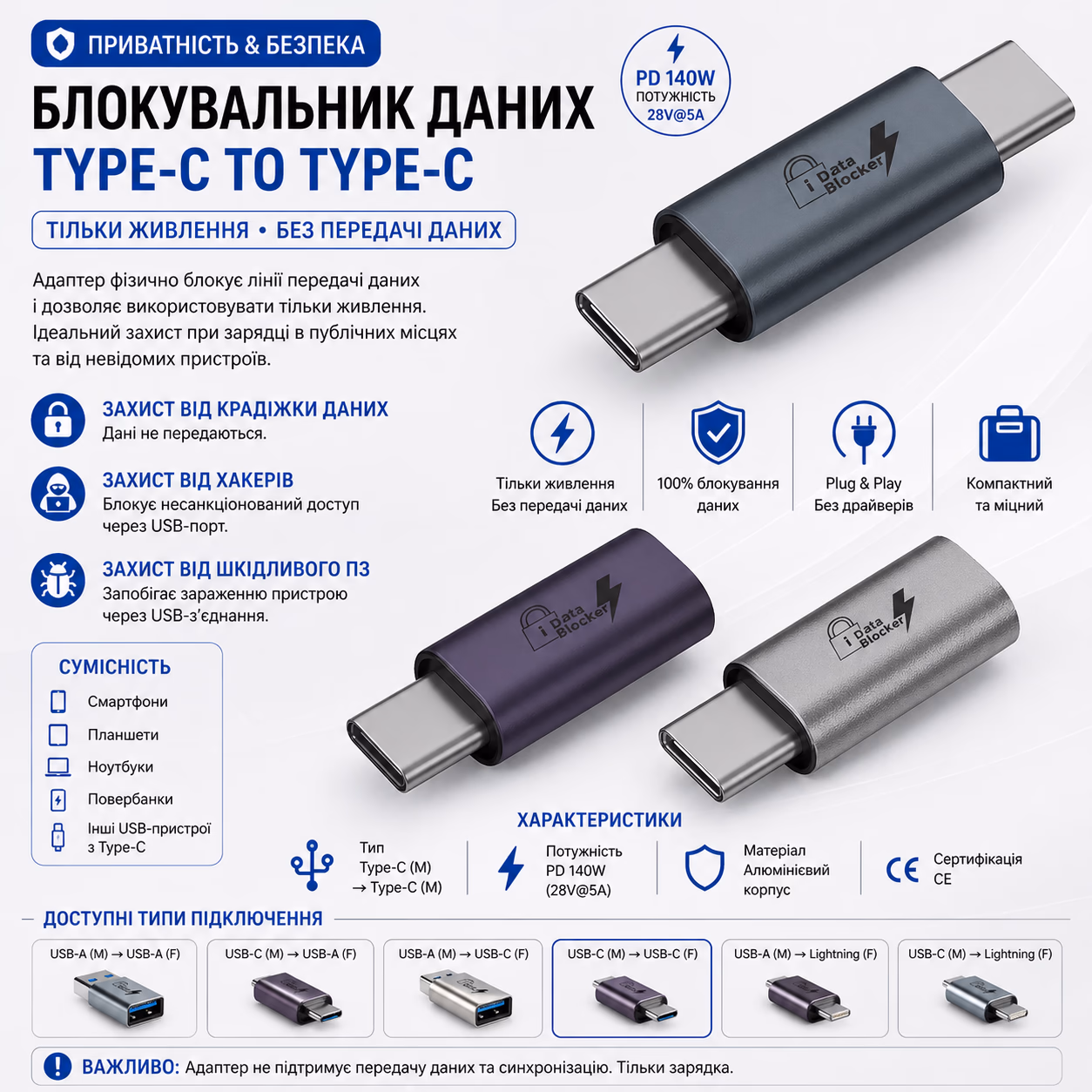 USB Data Blocker (USB-C → USB-C)