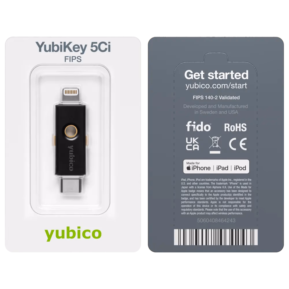 YubiKey 5Ci FIPS (USB-C + Lightning)